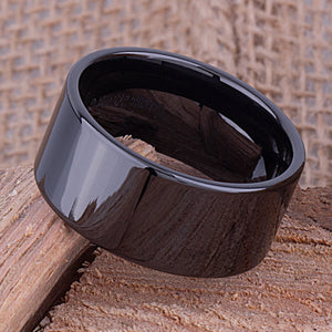 Men's Black Ceramic Engagement Band - 11mm Width CER076-7.5 men’s wedding ring or engagement band, promise ring or anniversary ring gift for him - Steven G Designs