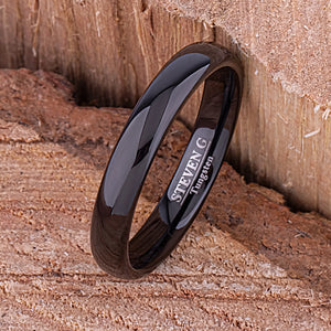 Black Tungsten Ring Unisex 4mm - TCR029 traditional engagement or promise ring for boyfriend Steven G Designs Ltd
