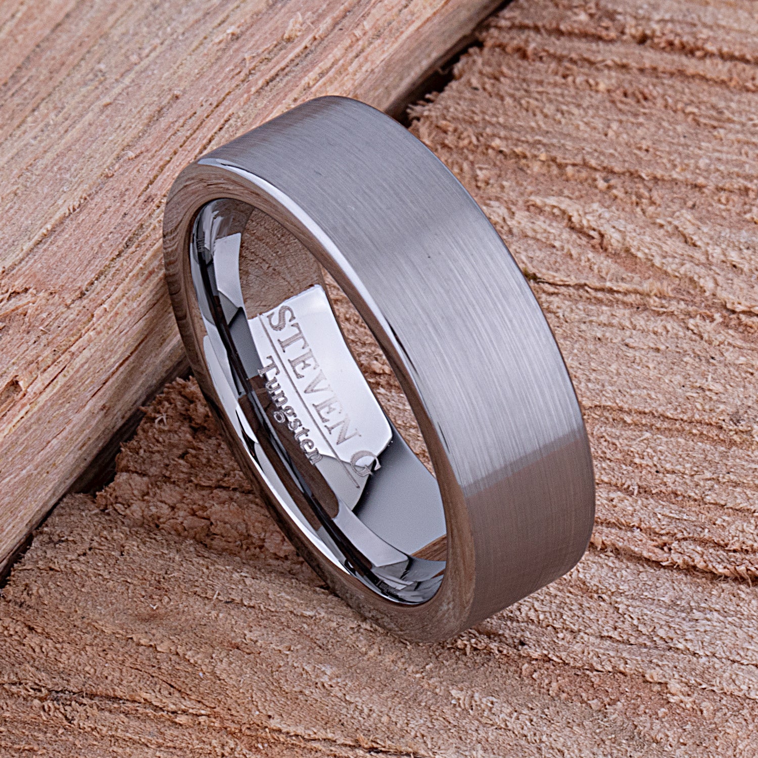 Tungsten Wedding Band Satin Surface 7mm - TCR056 traditional men’s wedding or engagement ring or promise band for boyfriend