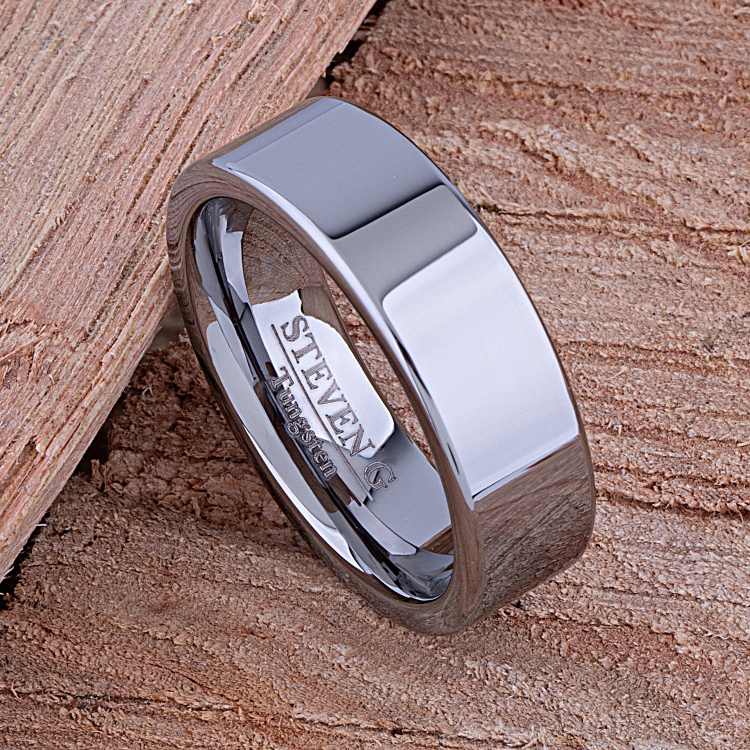 Tungsten Wedding Band High Polish 7mm - TCR062 traditional men’s wedding or engagement band or promise ring for boyfriend