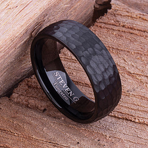 Black Tungsten Band 8mm - TCR093 black men’s wedding or engagement band or promise ring for boyfriend