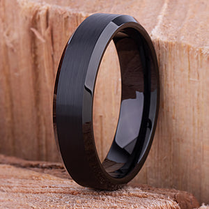 Black Tungsten Band 6mm - TCR108 unique black men’s wedding or engagement band or anniversary ring for him