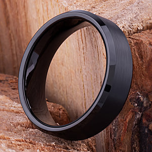 Black Tungsten Band 7mm - TCR112 black men’s wedding or engagement band or promise ring for boyfriend