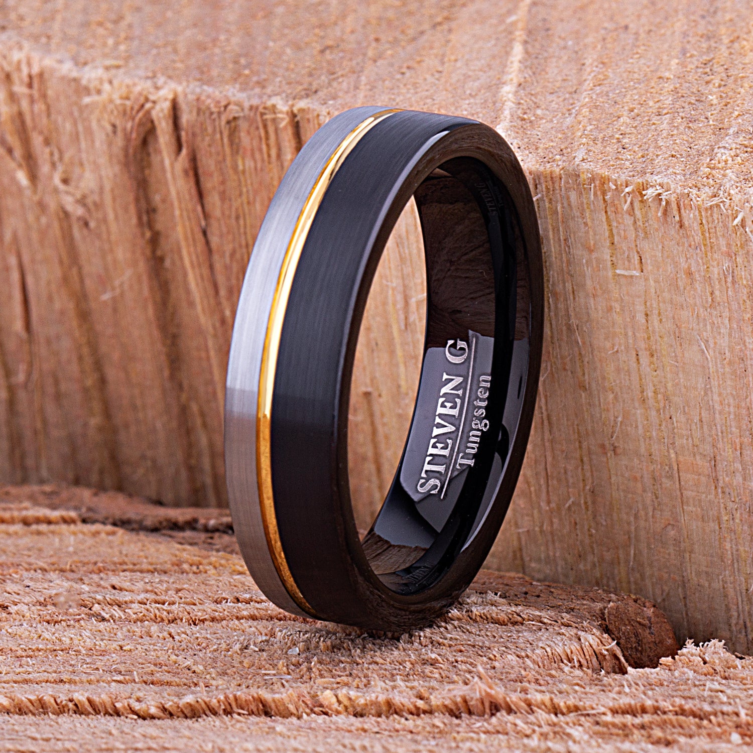 MEN'S STERLING SILVER AND YELLOW GOLD FASHION RING WITH BLACK ONYX -  Howard's Jewelry Center