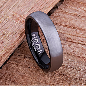 Black Tungsten Ring 6mm - TCR133 unique black men’s wedding or engagement band or anniversary ring for him