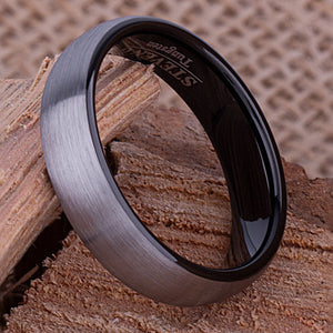 Black Tungsten Ring 6mm - TCR133 unique black men’s wedding or engagement band or anniversary ring for him