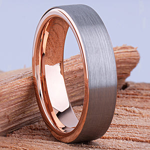 Rose Gold Tungsten Ring 6mm - TCR136 rose gold engagement band or wedding ring or promise band for boyfriend