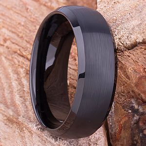 Black Tungsten Ring 8mm - TCR143 black men’s engagement or wedding ring or anniversary band for husband