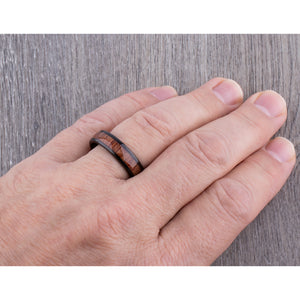 Tungsten Black Ring with Padauk Wood 6mm - black & wood men’s engagement or wedding ring or anniversary band for husband