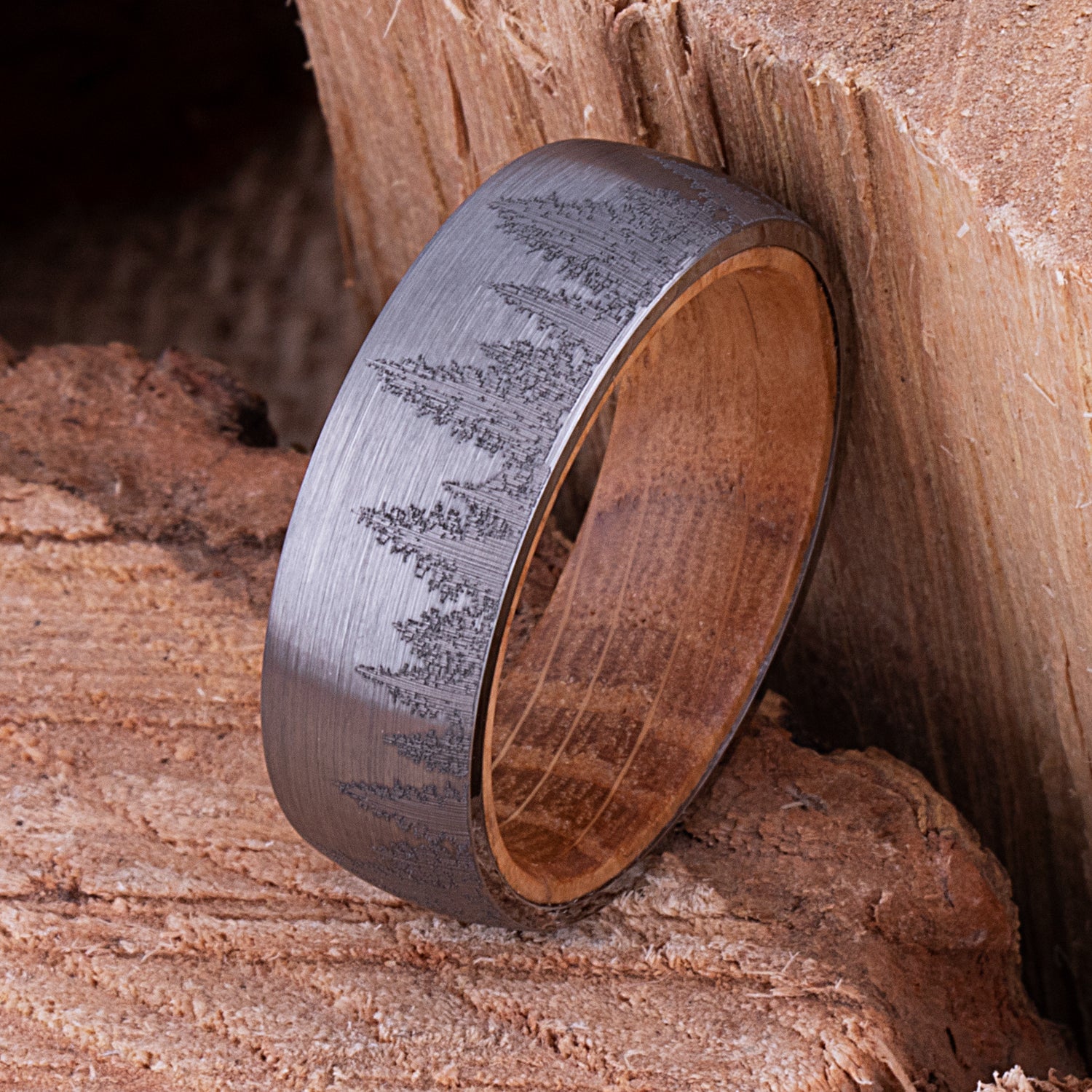Tungsten Ring with Whisky Barrel 8mm - TCR149 wood men’s wedding or engagement band or promise ring for boyfriend