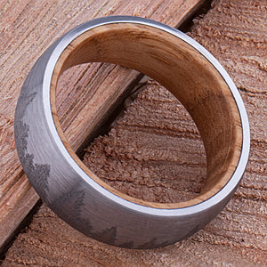 Tungsten Ring with Whisky Barrel 8mm - TCR149 wood men’s wedding or engagement band or promise ring for boyfriend