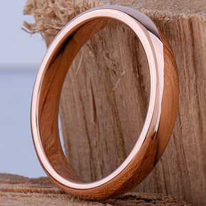 Tungsten Ring with Rose Gold - 4mm Width - TCR157