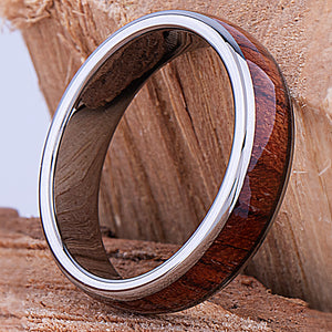 Tungsten Ring with Padauk Wood Inlay - 6mm Width - TCR160