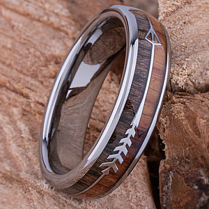 Tungsten Ring with Koa and Black Zebra Wood - 6mm Width - TCR161