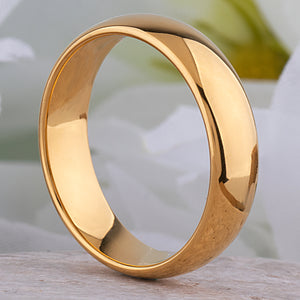 Tungsten Ring with Yellow Gold - 6mm Width - TCR171
