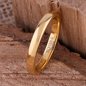 Tungsten Ring with Yellow Gold - 3mm Width - TCR173