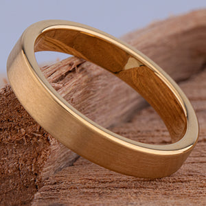 Yellow Gold Tungsten Ring with Brush Finish - 4mm Width - TCR176