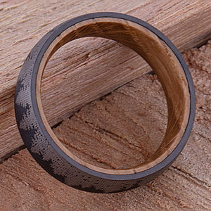 Tungsten Ring with Whiskey Barrel - 8mm Width - TCR177