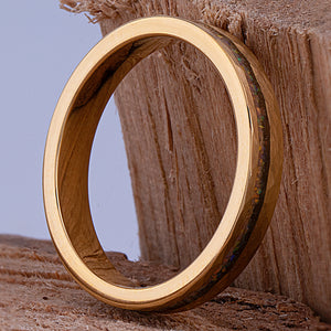Yellow Tungsten Ring with Crushed Opal - 4mm Width - TCR178