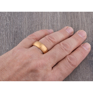 Tungsten Ring with Hammered Yellow Gold - 8mm Width - TCR180