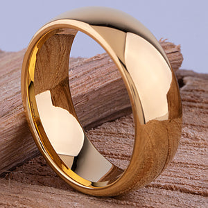 Tungsten Ring with Yellow Gold - 8mm Width - TCR181