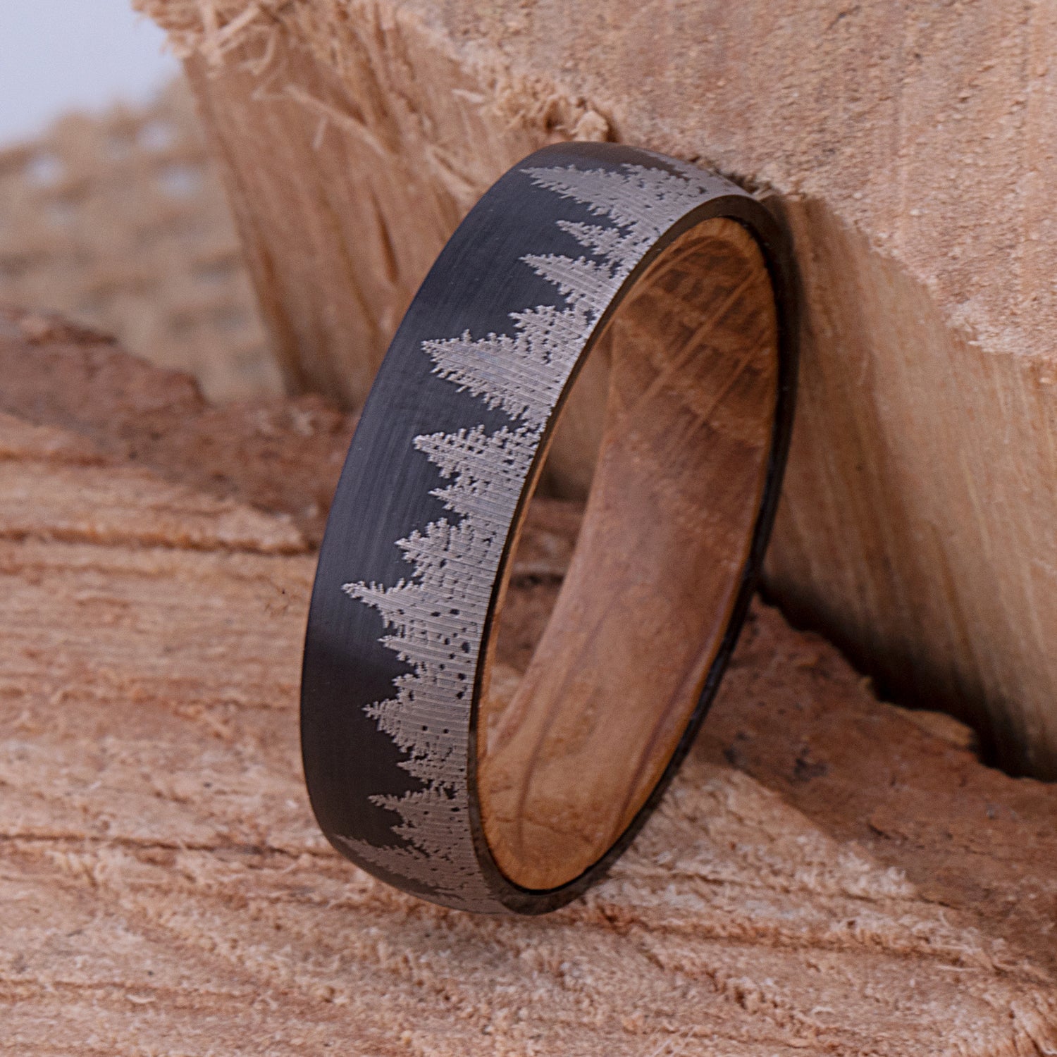 Tungsten Ring with Whiskey Barrel - 6mm Width - TCR186