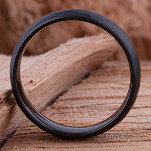 Black Tungsten Men's Wedding Band 6mm Wide with Light Hammer and Brushed Finish, Unique Wedding Ring or Anniversary Gift For Him