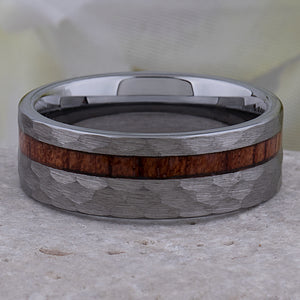 Tungsten Ring with Padauk Wood Inlay - 8mm Width - TCR199