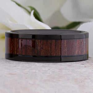 Tungsten Ring with Jichimu Wood Inlay - 8mm Width - TCR208