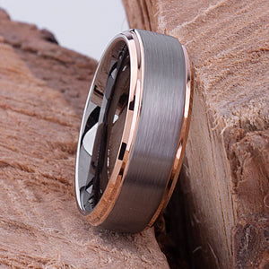 Tungsten Ring with Rose Gold 8mm - TCR082 rose gold men’s wedding or engagement band or promise ring for boyfriend