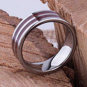Tungsten Ring with Koa Wood 8mm - TCR092 wood engagement band or wedding ring or promise band for boyfriend