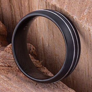 Black Tungsten Wedding Band 8mm - TCR074 black men’s engagement or wedding ring or promise band for boyfriend