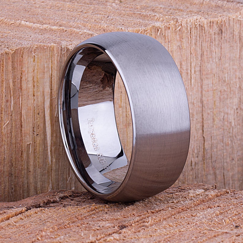 Tungsten Engagement Ring Brushed 10mm - TCR046 traditional engagement or promise band for boyfriend Steven G Designs Ltd