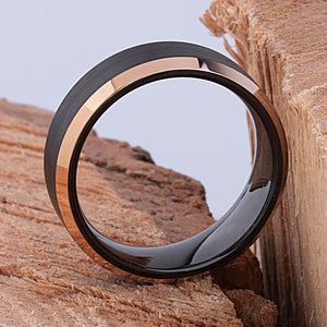 Black and Gold Tungsten Ring 8mm - TCR079 black and yellow gold men’s engagement or wedding ring or anniversary band