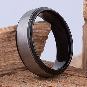 Tungsten Ring with Black Plating 8mm - TCR080 black men’s wedding or engagement band or promise ring for boyfriend