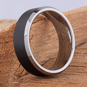 Tungsten Ring with Black Plating 8mm - TCR070 traditional black men’s wedding or engagement band or anniversary ring