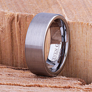 Tungsten Engagement Ring Satin Surface 8mm - TCR052 traditional men's wedding band or anniversary ring for husband Steven G Designs Ltd