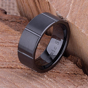 Men's Black Ceramic Engagement Band - 9mm Width CER046-8 men’s wedding ring or engagement band, promise ring or anniversary ring gift for him - Steven G Designs
