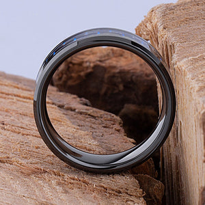 Men's Ceramic Ring with Carbon Fiber - 8mm Width CER089-8 men’s wedding ring or engagement band, promise ring or anniversary ring gift for him - Steven G Designs