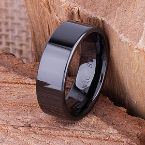 Black Ceramic Men's Engagement Ring - 8mm Width CER043-7 men’s wedding ring or engagement band, promise ring or anniversary ring gift for him - Steven G Designs