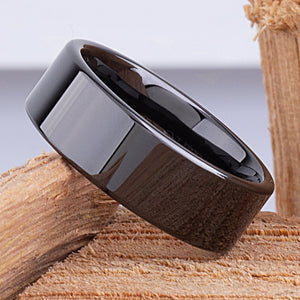 Black Ceramic Men's Engagement Ring - 8mm Width CER043-7 men’s wedding ring or engagement band, promise ring or anniversary ring gift for him - Steven G Designs