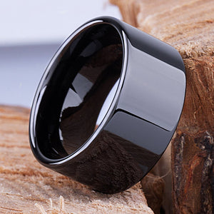 Men's Black Ceramic Wedding Ring - 12mm Width CER067-7.5 men’s wedding ring or engagement band, promise ring or anniversary ring gift for him - Steven G Designs