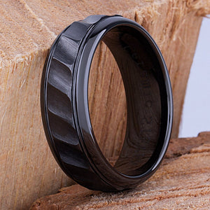 Black Ceramic Men's Wedding Ring - 8mm Width CER005-8 men’s wedding ring or engagement band, promise ring or anniversary ring gift for him - Steven G Designs
