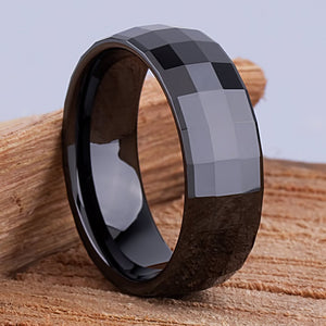 Men's Black Ceramic Wedding Ring - 8mm Width CER021-8 men’s wedding ring or engagement band, promise ring or anniversary ring gift for him - Steven G Designs