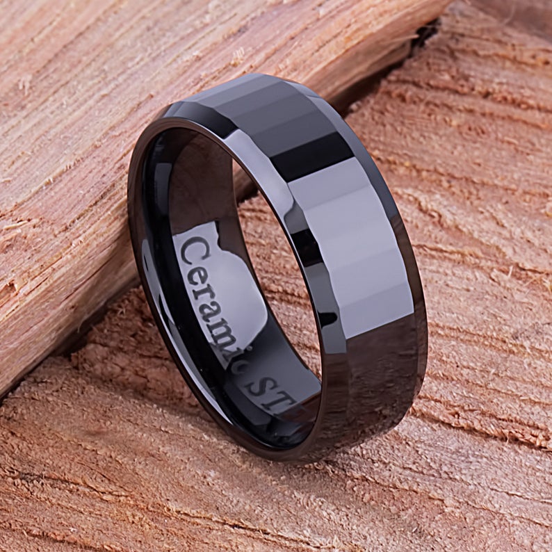 BOND Black Ceramic Ring With Dual Offset Grooves And Polished Edges 6m– The  Artisan Rings