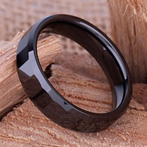 Men's Black Ceramic Engagement Ring - 6mm Width CER018-8 men’s wedding ring or engagement band, promise ring or anniversary ring gift for him - Steven G Designs