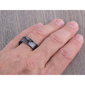 Black Ceramic Concave Wedding Ring - 8mm Width CER049-8 men’s wedding ring or engagement band, promise ring or anniversary ring gift for him - Steven G Designs