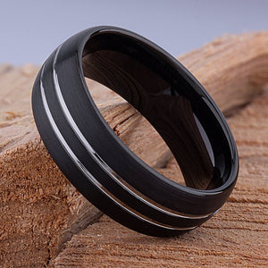 Black Tungsten Wedding Band 8mm - TCR074 black men’s engagement or wedding ring or promise band for boyfriend