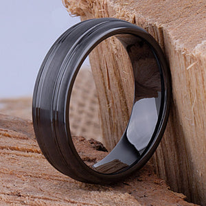 Black Ceramic Men's Promise Ring - 7mm Width CER064-8 men’s wedding ring or engagement band, promise ring or anniversary ring gift for him - Steven G Designs