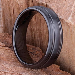 Black Ceramic Men's Promise Ring - 7mm Width CER064-8 men’s wedding ring or engagement band, promise ring or anniversary ring gift for him - Steven G Designs